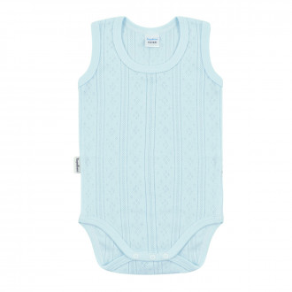 Бебешко боди-потник от памучен ажур в синьо