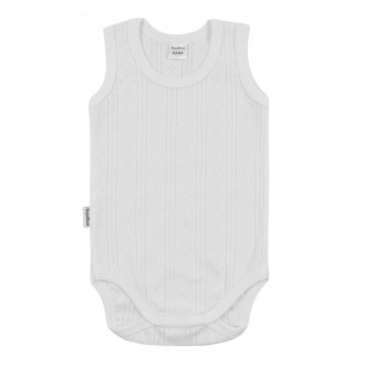 Бебешко боди-потник от памучен ажур в екрю