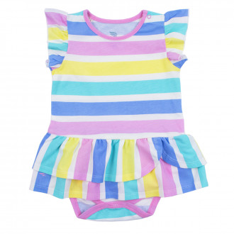Бебешко боди-рокля на цветни райета 1