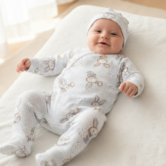 Бебешки ромпър с шапка "Rabbits"