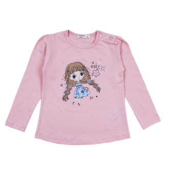 Детска памучна блуза "Baby" розово 1