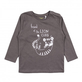 Бебешка памучна блуза  "Lion cubs" в сиво 1
