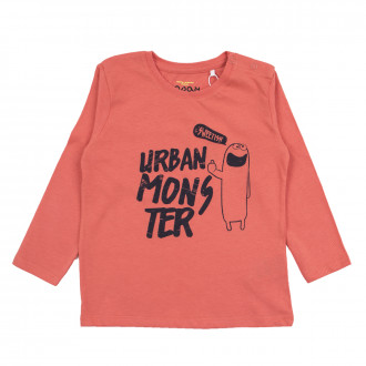 Детска памучна блуза "Monster" в оранжево 1