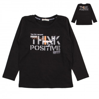 Детска плътна блуза "Think positive" в черно 1