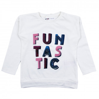 Детскa памучна блуза с пайети "Funtastic" в екрю 1