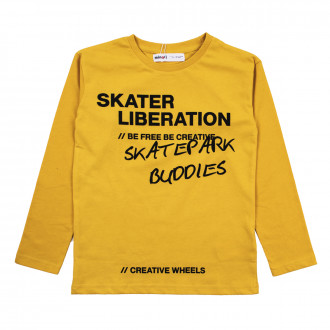 Детска памучна блуза "Skater" в наситено жълто 1