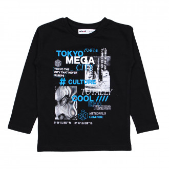 Детска памучна блуза "Mega city" в черно 1