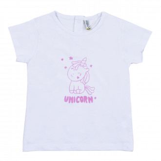 Бебешка памучна тениска "Еднорог" в бяло 1