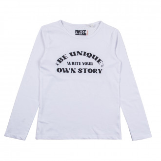 Детска памучна блуза "Own Story" в бяло 1