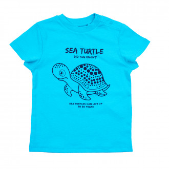 Бебешка памучна тениска "Sea turtle" в синьо 1
