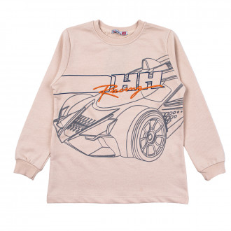 Детска памучна блуза "Racing" в бежово 1