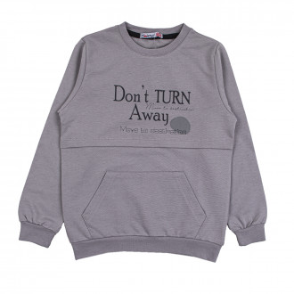 Детска памучна блуза с двоен в сиво