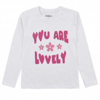 Детска памучна блуза "Lovely" в бяло 1