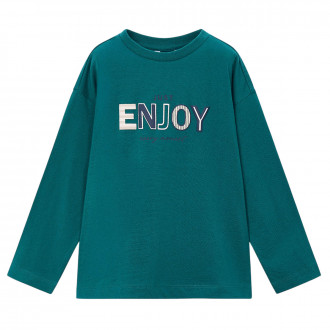 Детска памучна блуза "Enjoy" в зелено