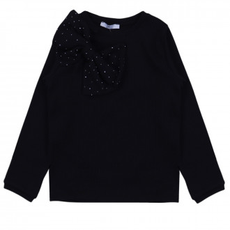 Официална блуза с пандела и камъчета в черно