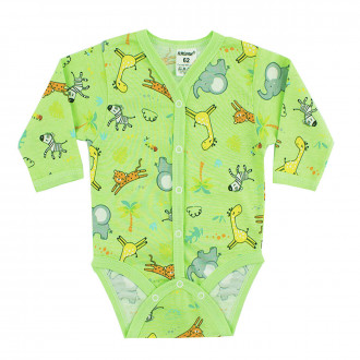 Боди от памучен сингъл с предно закопчаване "Animals"