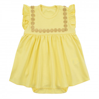 Боди-рокля с цветчета в жълто 1