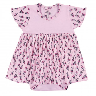 Бебешко боди-рокля ''Flowerful'' в розово