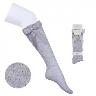 Детски ажурени 3/4 чорапи в сиво