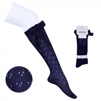 Детски ажурени 3/4 чорапи в тъмносиньо