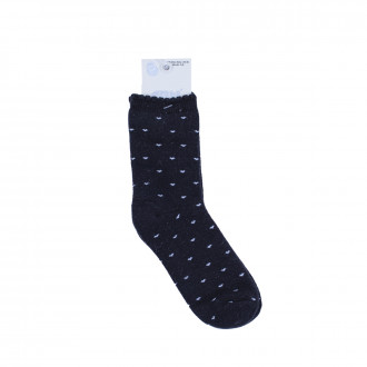 Детски термочорапи с къдрав ластик и сърчица в тъмносиньо