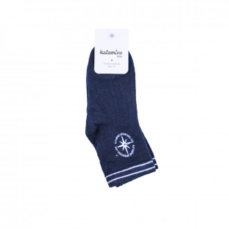 Къси чорапи със силиконова емблема в тъмносиньо