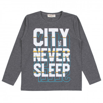 Детска блуза "City never sleep" в сив меланж