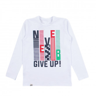 Детска блуза "Give up" в бяло 1