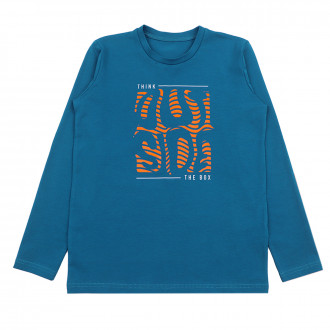 Детска блуза "Out side" в петролено синьо
