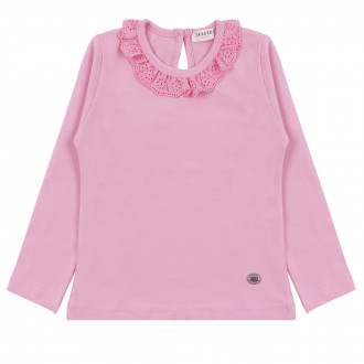 Детска блуза с рязана дантела в розово