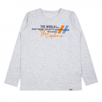 Детска блуза "The world" в сив меланж 1