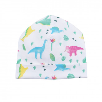 Трикотажна двупластова шапка "Дино" в бяло