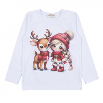 Детска коледна блуза "Friendship" в бяло