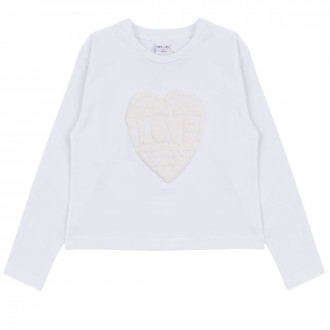 Детска леко скъсена блуза ''Love'' в бяло