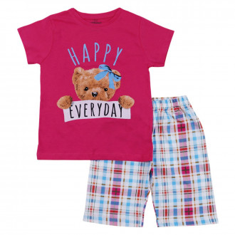 Детска лятна пижама "Happy everyday" в циклама 1