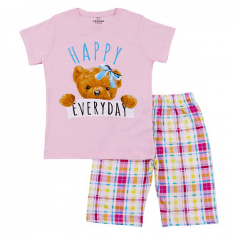 Детска лятна пижама "Happy everyday" в розово 1