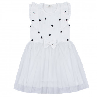 Детска лятна рокля "Hearts" в бяло 1