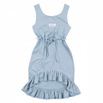 Детска лятна рокля с коланче в синьо 1