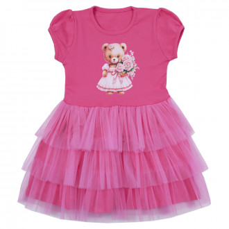 Детска лятна рокля "Теди" в наситено розово 1