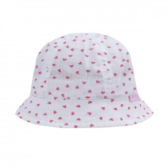 Бебешка лятна шапка "Hearts" в бяло