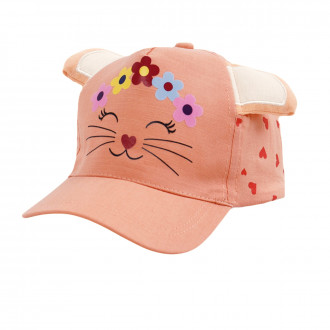 Детска шапка с ушички "Cute kitty" в оранжево 