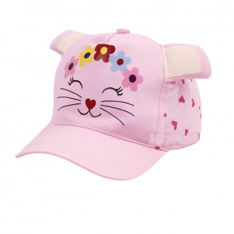 Детска шапка с ушички "Cute kitty" в розово
