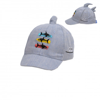 Детска лятна шапка за момчета "Shark" в син меланж 1