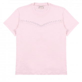 Детска овърсайз тениска с камъчета в розово