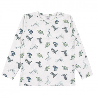 Памучна блуза за момчета "Dinosaur" в бяло