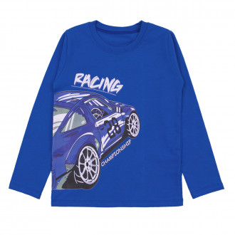 Детска памучна блуза "Racing" в синьо 1