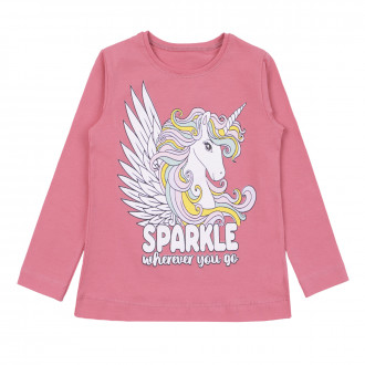 Детска памучна блуза "Sparkle" в цвят корал