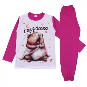 Детска памучна пижама "Capybara" в циклама