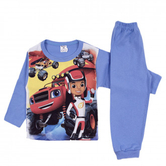 Памучна пижама с анимационен герой в синьо 1