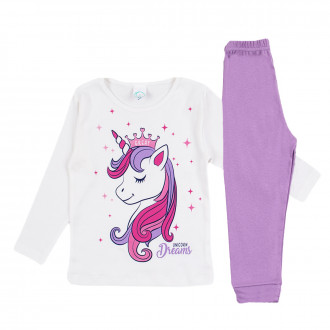 Детска памучна пижама за момичета "Great dreams" в лилаво 1